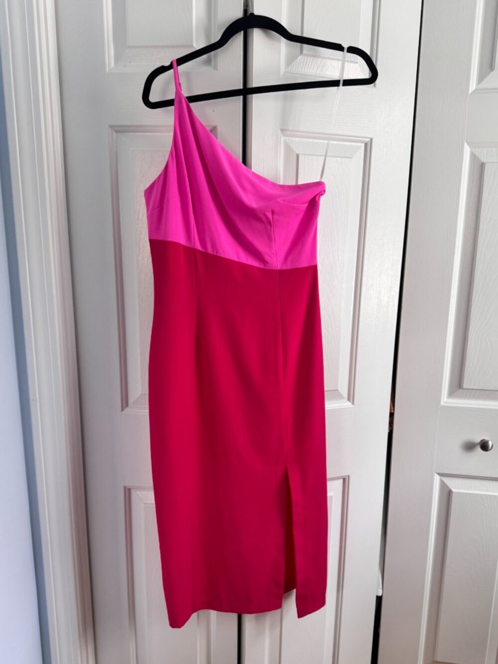 Petal & Pup Hot Pink Colorblock One-Shoulder Midi Dress | Size US 4 | Worn Once